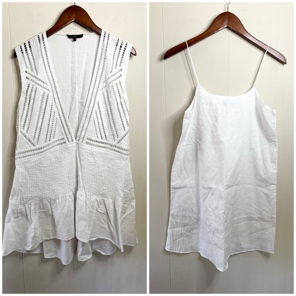 TIBI white cotton 2 piece dress set cover up mini dress size 0 - Picture 1 of 7
